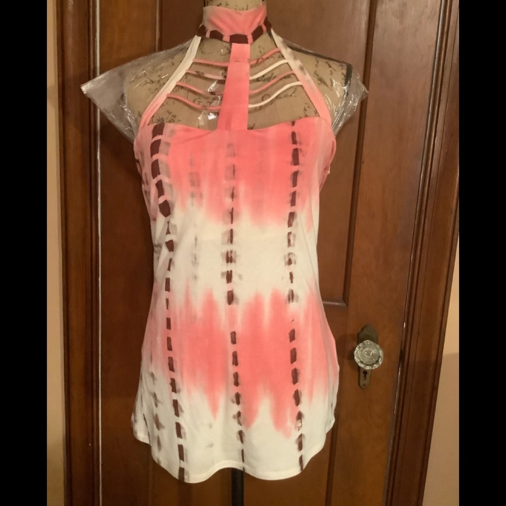 Venus, Coral & Cream, Cage Front, Strapless Fashion Top
